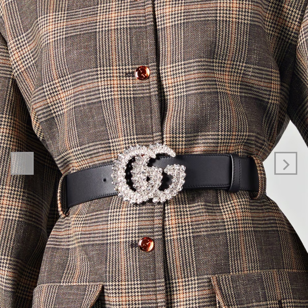 Gucci GG MARMONT WIDE BELT WITH CRYSTALS
